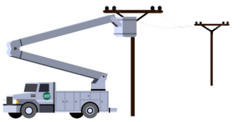 bucket truck next to power lines illustration
